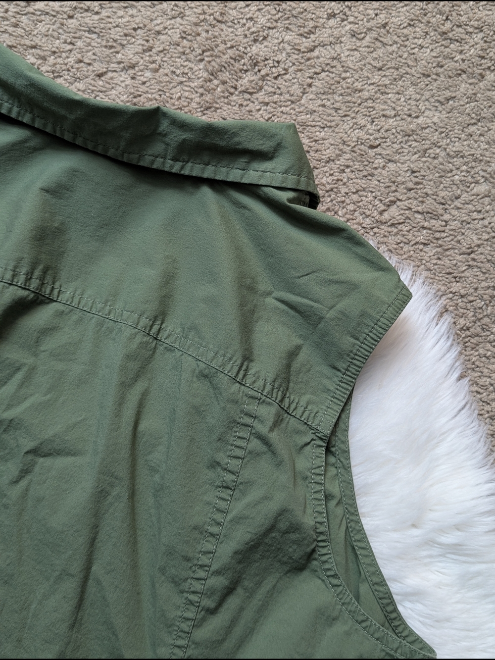 Sonoma Army Green Sleeveless Button Down Utility Top Size XL - Picture 11 of 13